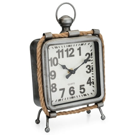 Westclox Metal and Rope Table Clock, 6.15W x 2.5D x 9.9H In.