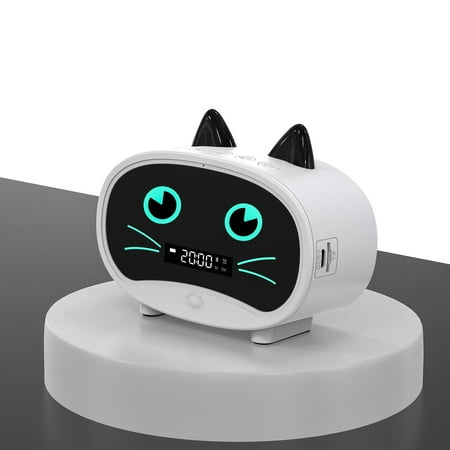 White Cartoon Cat Alarm Clock Dual Alarm Clock, Bluetooth Speaker, Hands-free Call