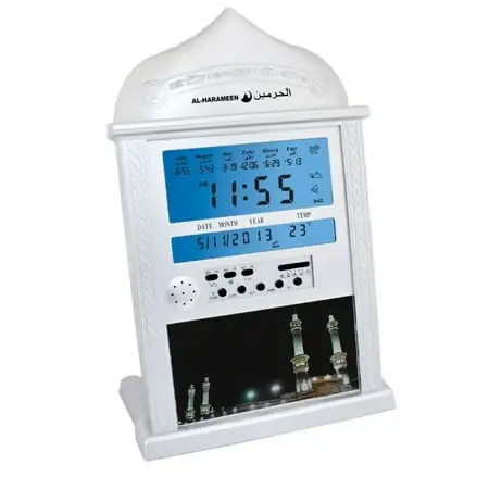 WINDLAND 12V Azan Mosque Calendar Muslim Prayer Table Clock Alarm Islamic Mosque Azan