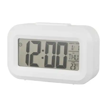 WINDLAND Snooze Mute Desktop Clock Table Clocks Electronic LED Clocks with Temperature Calendar Week Display Digital Alarm Clock