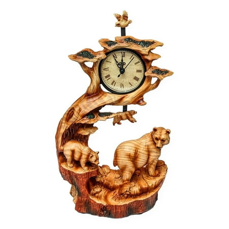 Wood Look BEAR FAMILY Pendulum Desktop Clock, by Slifka