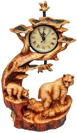 Wood Look Bear Family Pendulum Desktop Clock, by Slifka - DF Store