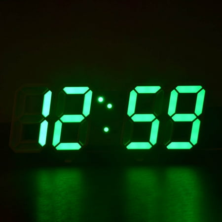 WRKEKC Clearance LED Digital Clock Wall Deco Glowing Night Mode Adjastable Electronic Table Clock Wall Clock Decoration Living Room LED Clock Green