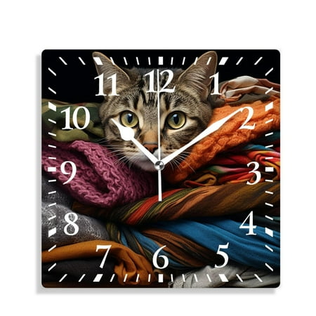 XNSJVGB Silent Non Ticking 12 inch square Wall Clocks,Cats Beautiful,Decorative Clocks for Living Room Kitchen Bedroom