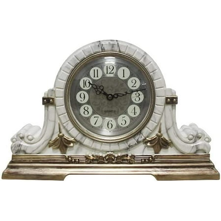 YIGOU Mantel Table Clock I Antique Old World Clock, (White Marble)