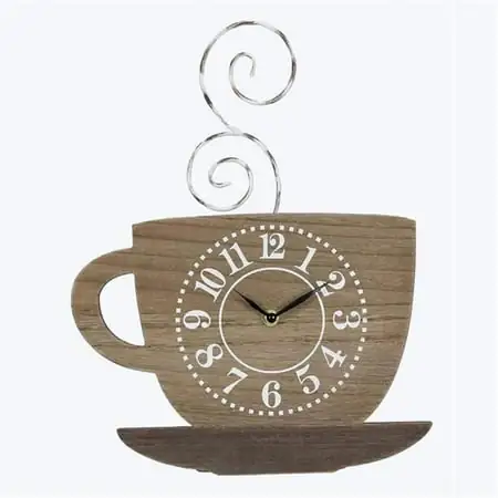 Youngs 21475 Wood & Twist Metal Coffee Cup Wall Clock