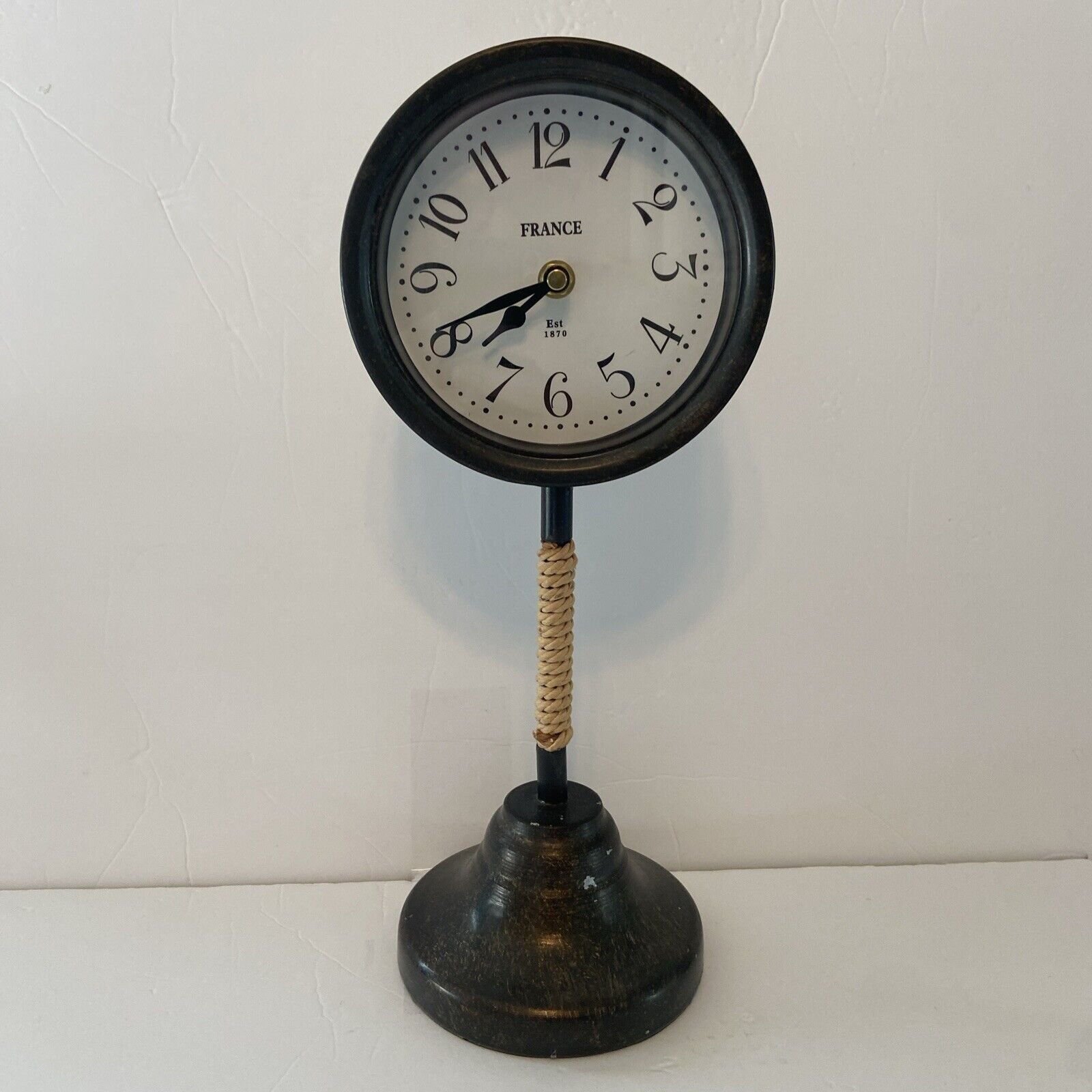 Young Town Quartz Antique Brass Pedestal Clock 14in Tall - Tested Works