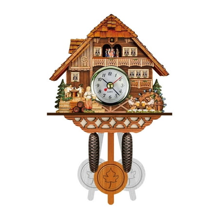 Zauma Clearance Household Electric Appliance Retro Cuckoo Room Clock Wooden Chime Living Alarm Wall Clock Clock Clock Clock