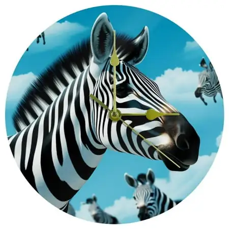 Zebra 9.8 Inch Round Acrylic Silent Wall Clock, Non Ticking Battery Powered for Kitchen, Bedroom, Living Room, Office - Modern Wall Clocks from Amazon