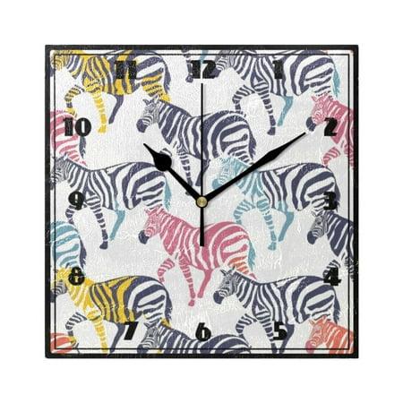 Zebras Outline Wall Clock 7.78 Non-Ticking Silent Battery Operated for Home Bedroom Office Kitchen Living Room