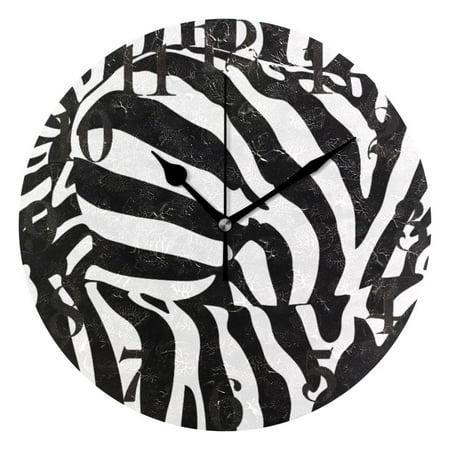 Zebra Stripe Wall Clock 9.8 inch Battery Operated Clocks Non-Ticking Silent for Bedroom Office Kitchen Living Room