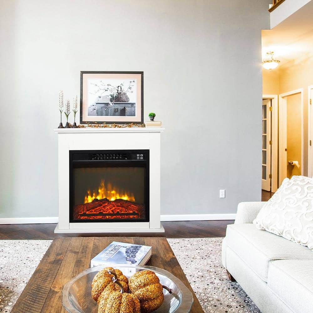 1400-Watt 18 in. Freestanding Electric Fireplace in White