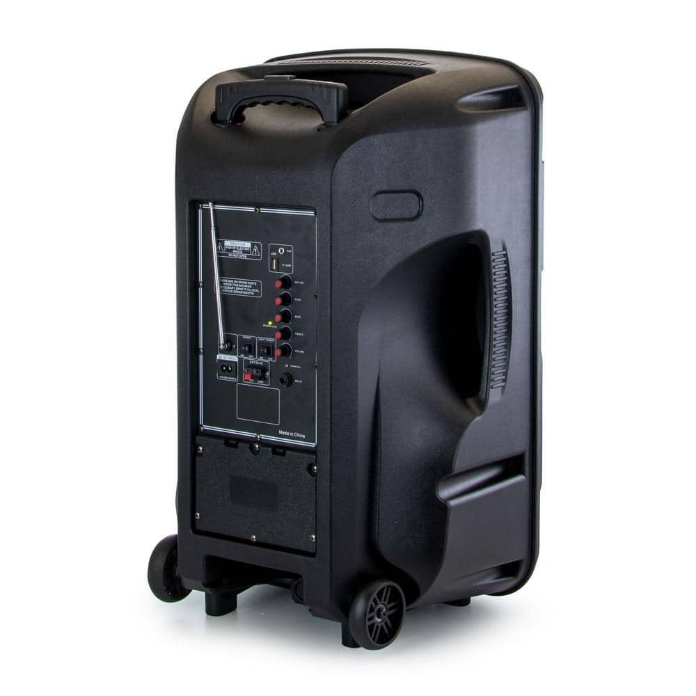 15 in. Rechargeable Bluetooth Portable Party PA Speaker System With SD/FM/USB Inputs