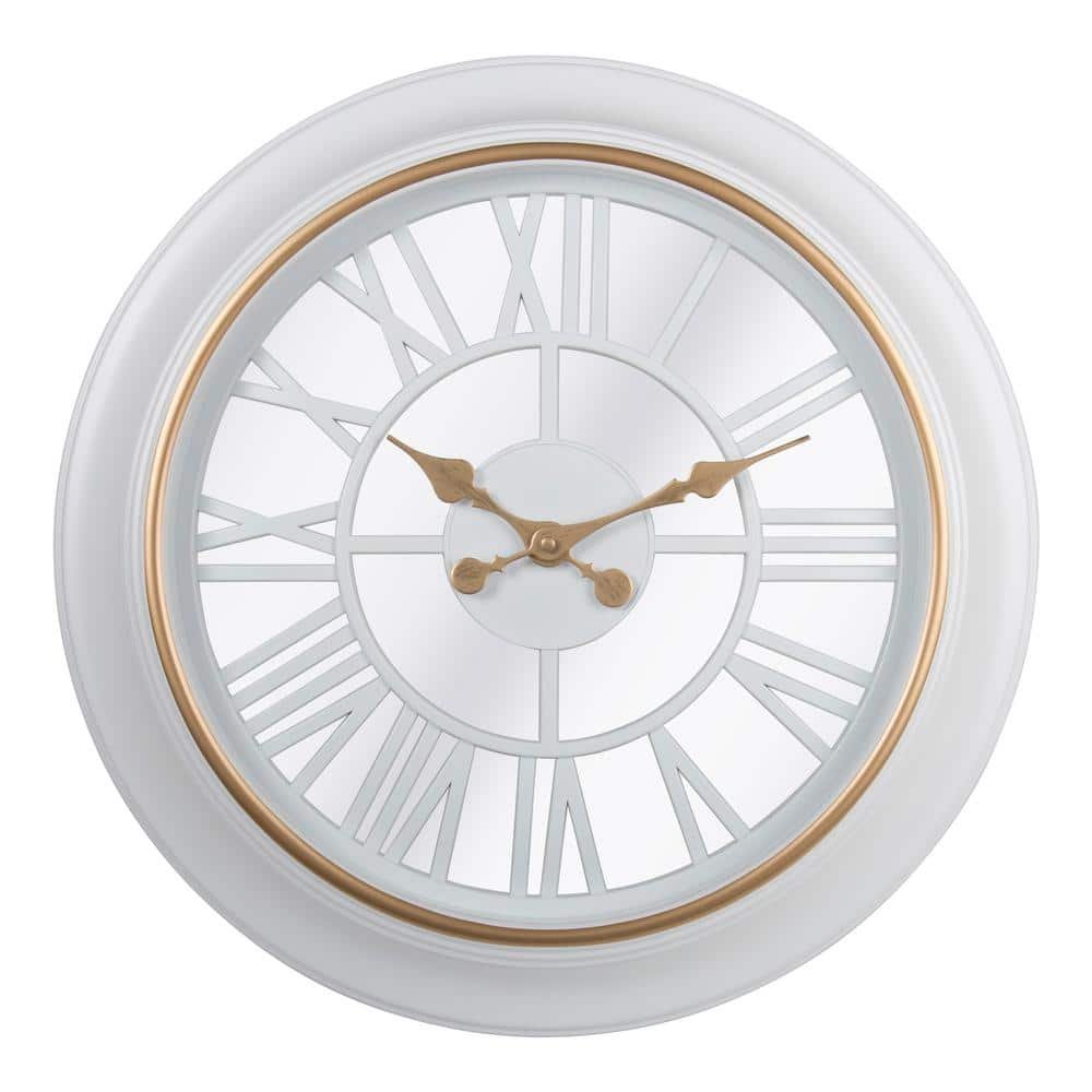 18 in. x 18 in. White Kiera Grace Round Antique Wendel Decorative...