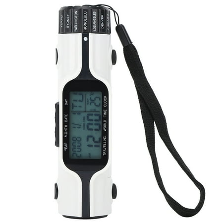 2024 3 in 1 Electronic Flashlight Digital Alarm Clock Thermometer with World Time Backlight Display