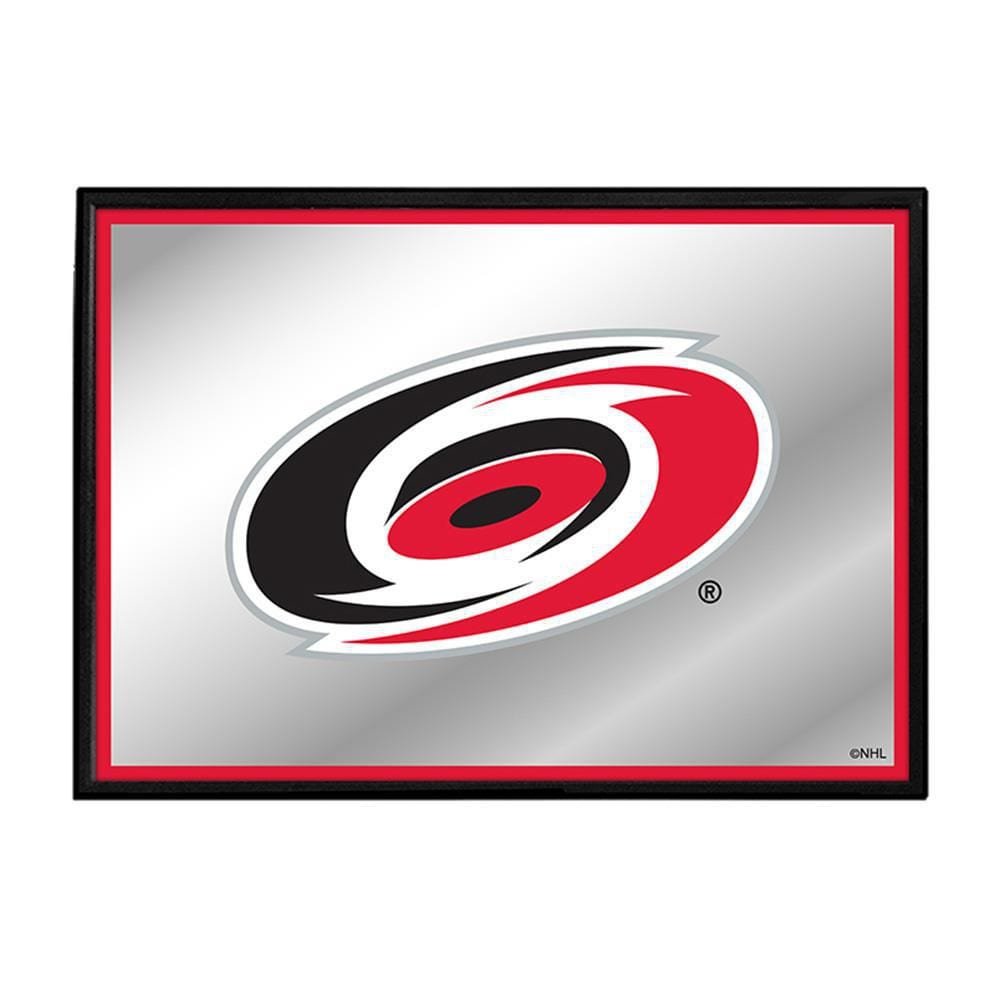 28 in. x 19 in. Carolina Hurricanes Framed Mirrored Decorative Sign