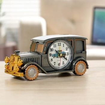 Anvazise Alarm Clock Retro Big Numbers Digital Pointer Time Display Plastic Vintage Car Shape Desktop Antique Clock Home Decor for Bedroom style B One Size