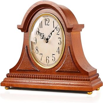 AYRELY® Grandfather Mantel Clock with Chime, Elegant Wooden Frame, Table Clock Battery Operated, Desk Shelf Vintage Clock for Living Room,Home Decor Gift