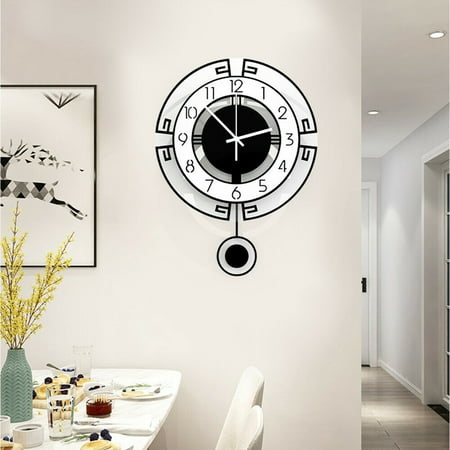 Black Pendulum Wall Clock Large Quartz Mute Hanging Traditional Vintage Watch US