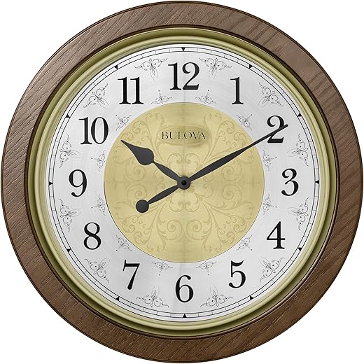 Bulova C4115 Manchester Chiming Wall Clock, Warm Walnut