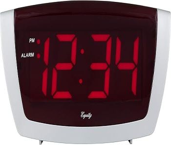 Equity 75906 LED Alarm Clock with High/Low Dimmer, 1.8, Red