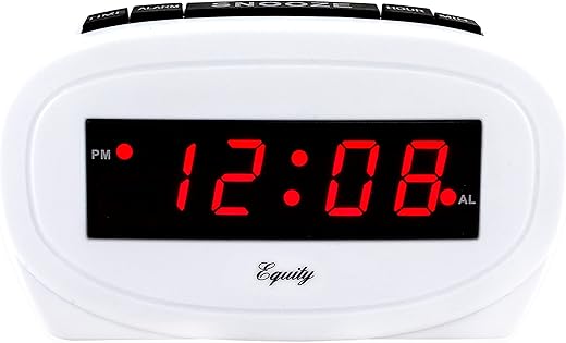 Equity by La Crosse Digital Red LED Electric Alarm Clock, White