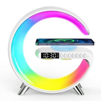 Alarm Clock, Digital Alarm Clock Radio with Qi Wireless Charging & USB Fast Charger, Bluetooth Speaker & FM Radio, 3 Level Dimmable LED Display, Dual Alarm, TF Card & AUX Play, Desk Clock for Bedroom