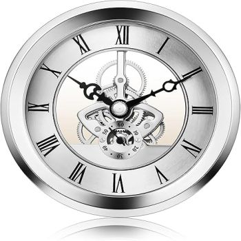 Hicarer 4 1/16 Inch Skeleton Clock Insert with Bezel (Silver)