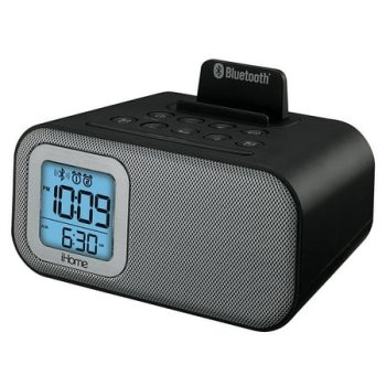 iHome Wireless Bluetooth Dual Alarm Clock with USB Charging and Line-in