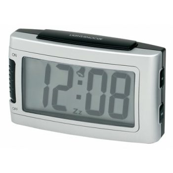 Impecca Alarm Clock, Digital, Vibrating, Battery Powered, LED, Snooze, 12/24 Hour Setting - Silver