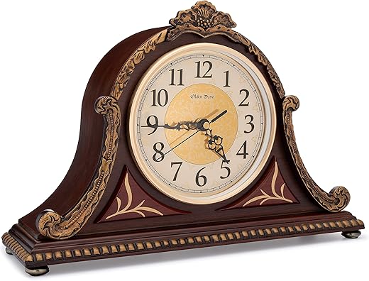 Mantel Clock with Real Wood, 4 Chime Options, Antique Vintage Design