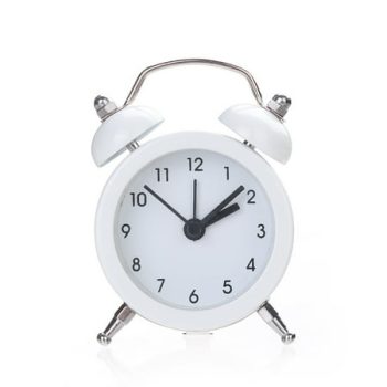 NUZYZ Round Metal Alarm Clock Desk Stand Clock for Home Room Kitchen Office