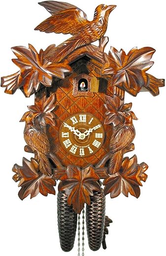 Original German Cuckoo-Clock (Certified), Mechanical 8-Day Movement with 3 Birds and 7 Leaves, coo-coo Clocks from The Black-Forest, Germany