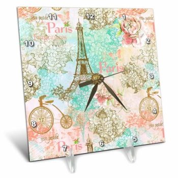 Paris Eiffel Tower Vintage Pastel Pattern 6x6 Desk Clock dc-263199-1