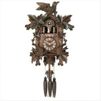 River City Clocks Eight Day Musical Cuckoo Clock with Dancers - Moving Birds Feed Bird Nest