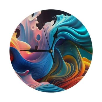 Vibrant Fluid Motion Art Wall Clock Silent Non Ticking - 10 Inch Battery Operated Modern Clocks for Living Room Bedroom Kitchen Bathroom Office Classroom, Decorative Clocks