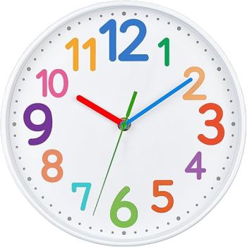 VREAONE Kids Clock-Silent Analogue Classroom Clock -Telling Time Teaching Clock for Kids-Clock Learning for Kids，Kids Learn That Time is Easily