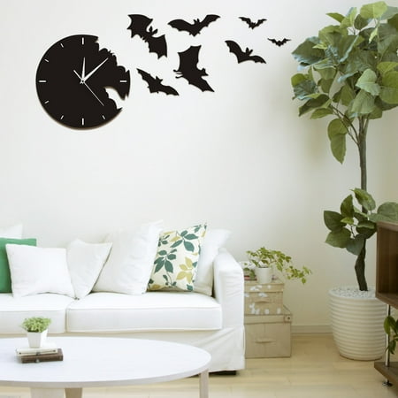 3D Creative Acrylic Mirror Bat Wall Clock Home Decor Living Room Wall Clock Timers for Cooking