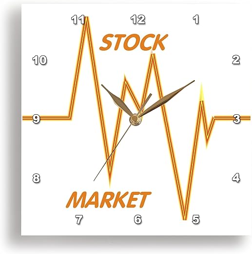 3dRose DPP_43845_3 Stock Market Words N Graph-Wall Clock, 15 by 15-Inch