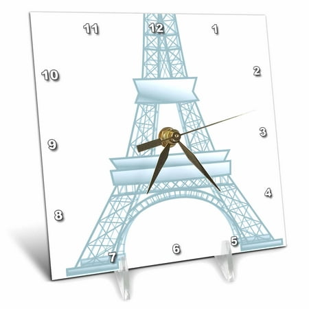 3dRose Eiffel Tower - Paris, France - Travel Art, Desk Clock, 6 by 6-inch