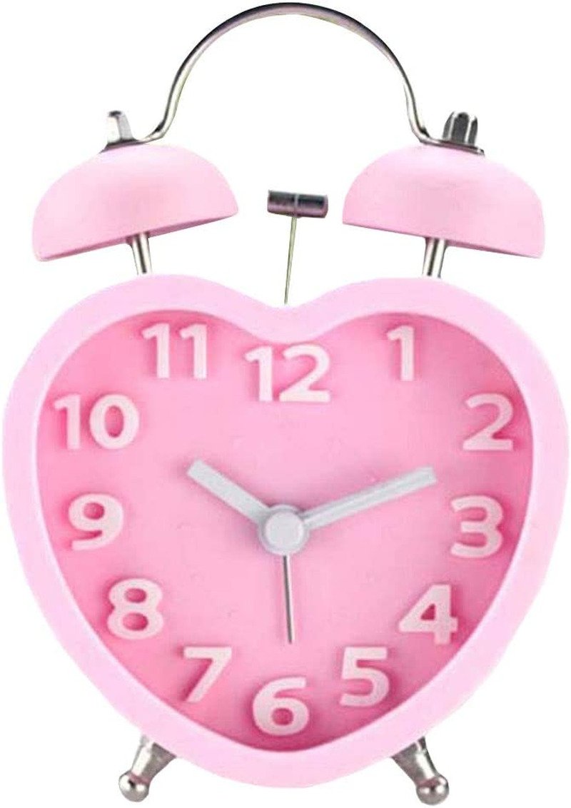 3In 3D Dial Loud Twin Bell Alarm Clock Silent Analog Quartz Nightlight Clock Hea