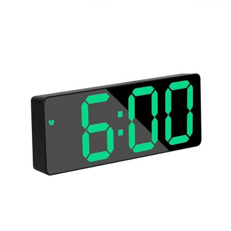 Acrylic/Mirror Digital Alarm Clock Voice Control (Powered By Battery) Table Clock Snooze Night Mode 12/24H Electronic LED Clocks Green Acrylic Rec