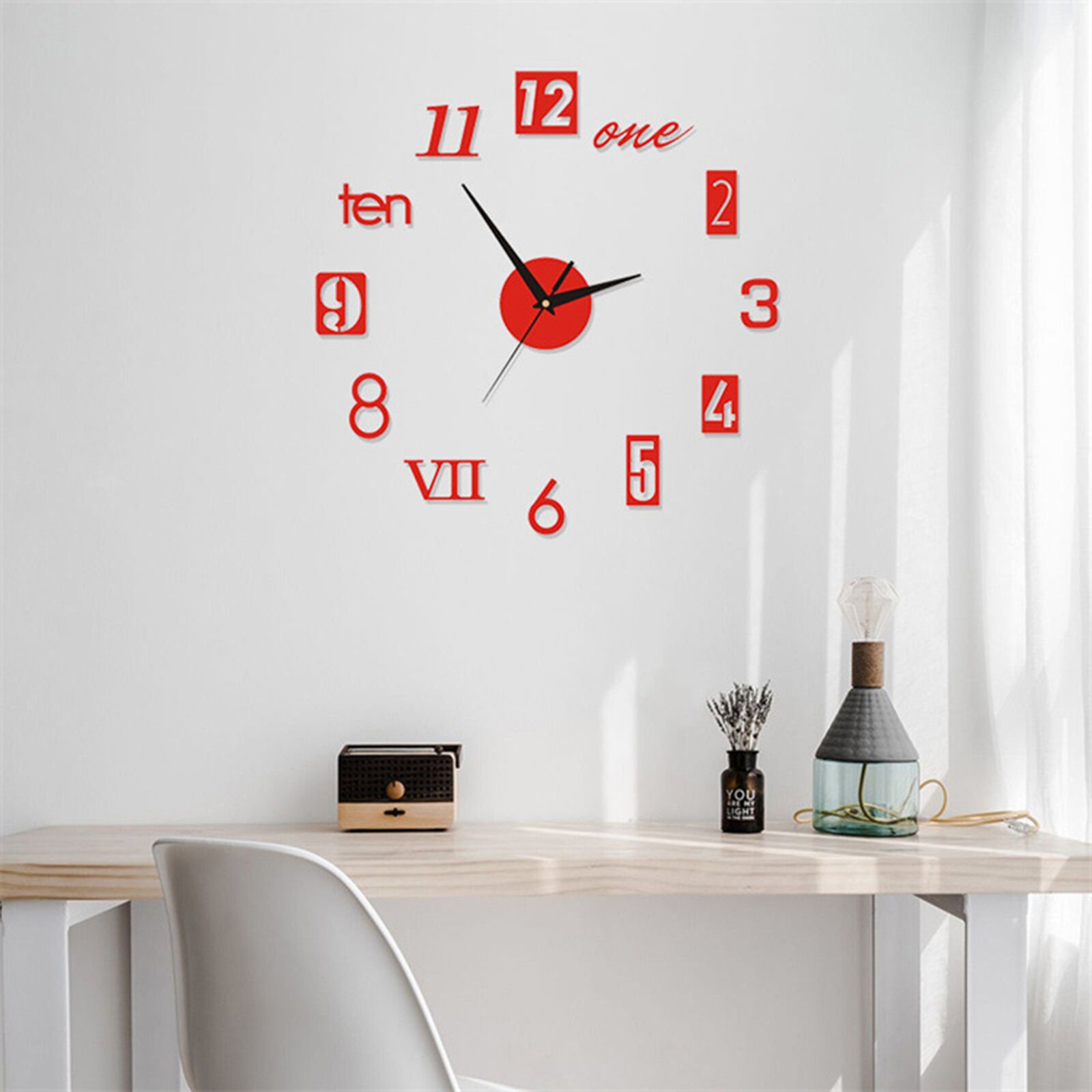 Acrylic Wall Clock Large Numbers Decoration Creative Sticker Wall Clock