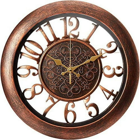 Adalene Wall Clocks Battery Operated Non Ticking - Completely Silent Quartz Movement - Vintage Rustic Clocks for Living Room Decor, Kitchen Bedroom Bathroom - Modern Retro Wall Clock Large Decora