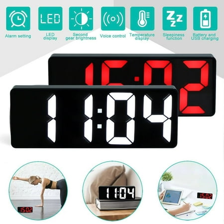 Aehas Large screen digital clock Prime Day 2024 Digital LED Desk Alarm Clock Large Display 3 Inches USB Temperature Mode 12/24Hr Small Desk Bedroom Bedside Clocks Clock