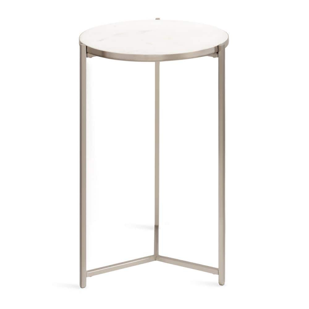 Aguilar 15.00 in. Silver Round Marble End Table