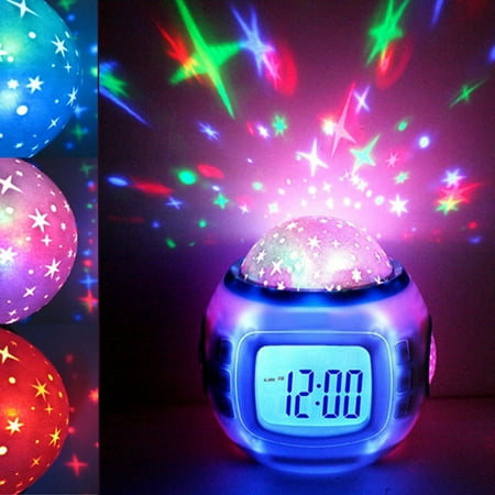 Alarm Clock Boys Bedroom Decor Retro Desk Clock Music Led Star Sky Projection Digital Alarm Clock Calendar Thermometer Kids New