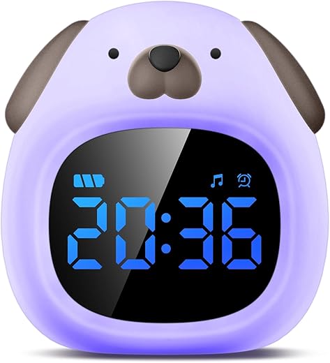 Alarm Clock for Bedrooms with 8 Colors Night Light, 6 Sleep Sounds, OK to Wake Clock for Kids, Adults, Heavy Sleepers with Snooze Function, Cute Digital Alarm Clock for Girls/Boys/Teens