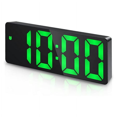 Alarm Clock, LED Clock for Bedroom, Electronic Desktop Clock with Temperature Display, Adjustable Brightness(Green)