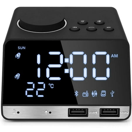 Alarm Clock Radio with Bluetooth Speaker, Charging Station/Phone Chargers with Dual USB Port for Cellphone and Tablets